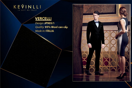 Jp905/1 Vercelli CVM - Vải Suit 95% Wool - Đen Trơn